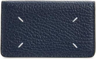 Maison Margiela Four Stitches Leather Card Holder in Navy/grey at Nordstrom