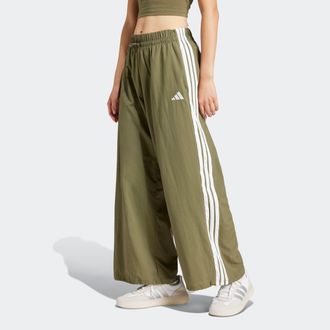 adidas Sporthose ADIDAS SPORTSWEAR ESSENTIALS 3-STREIFEN LIFESTYLE WOVEN PARACHUTE, Damen, Gr. XL, N-Gr, gr&uuml;n (olive strata, wei&szlig;), Obermaterial: 100% Polyam