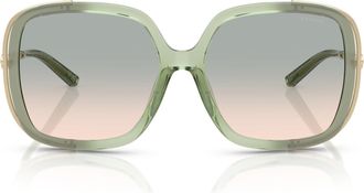 Coach Women Hc8423u Universal Fit Sunglasses, Grey/Mint Gradient/Green Peach Gradient, 56 mm