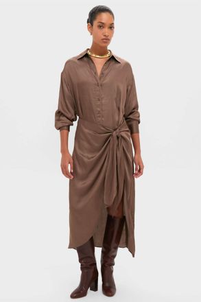 Apiece Apart Alessandra Sarong Shirt Dress In Morel