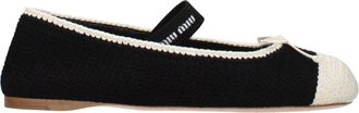 Miu Miu Damess Ballerinaschoenen Stof Zwart/Ivoor