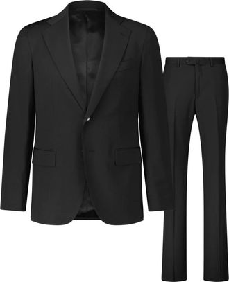 Caruso Italiaans Wol Slim-Fit Pak Aida - Heren - Business pakken - Zwart - 3XL - Wol - Kostuums