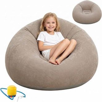 No Brand Sof&aacute; Hinchable Port&aacute;til E Impermeable Para Exteriores Y Sill&oacute;n Tipo Puf Para Camping, Playa, Piscina Y Viajes (gris)
