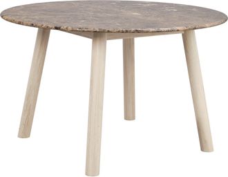 Rowico Runder Design Marmor Esstisch Taransay ø 125 cm, Emperador Marmor / Eiche Whitewash
