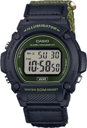 Casio Mens Classic Digital Watch with Green Band- W-219HB-3AVCF