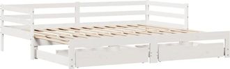 vidaXL Daybed with Trundle and Drawers without Mattress White 90x190 cm Single vidaXL