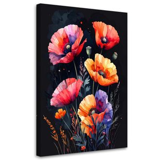 Feeby Impresi&oacute;n De Imagen Amapolas Rojas Sobre Fondo Negro 70x100