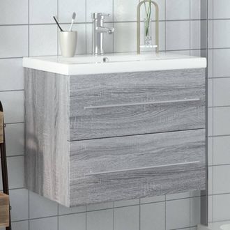 Berkfield Home Bathroom Sink Cabinet with Built-in Basin Grey Sonoma