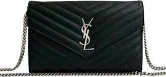 Saint Laurent Pre-owned Cross Body Bags, female, Black, Size: ONE SIZE Pre-owned Leather Cross Body Bag