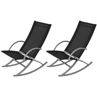 vidaXL Vidaxl - Sillas Mecedoras De Jard&iacute;n 2 Unidades Acero Y Textilene Negro