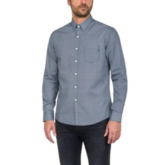 Replay Katoenen Overhemd Klassieke Kraag - Heren - Casual Overhemden - Blauw - S - Katoen - Overhemden