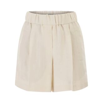Brunello Cucinelli Dames, Korte broeken, Beige, Maat: XS Linnen