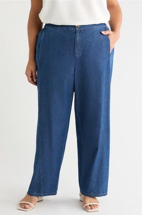 Anne Klein Curved Seam Ankle Jeans in Aries Wash at Nordstrom, Size 24W