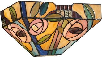 Loops Tiffany Glass Wall Light Multi Colour Mackintosh Rose Shade Interior Sconce