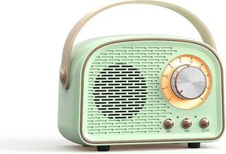 OEM Altavoz Bluetooth Radio Estilo Retro Vintage, Altavoz Est&eacute;reo Inal&aacute;mbrico Radio Fm, Altavoz Inal&aacute;mbrico Bluetooth 5.0 Sonido N&iacute;tido, Verde Claro