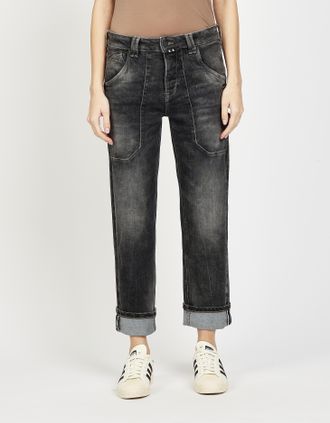 Gang Straight-Jeans GANG 94THELMA WORKER, Damen, Gr. 28, N-Gr, grau (midgrau worn), Denim/Jeans, Obermaterial: 91% Baumwolle, 7% Polyester, 2% Elasthan, st