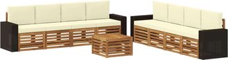 vidaXL Conjunto De Sof&aacute;s De Exterior 9 Uds. Natural Y Crema Vidaxl