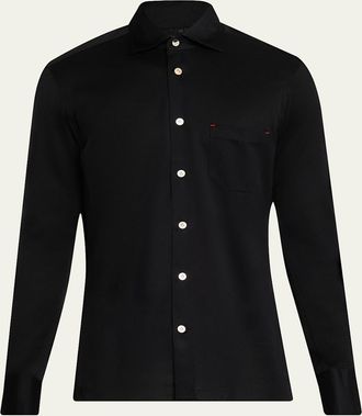 Kiton Mens Nerano Cotton Jersey Button-Down Shirt
