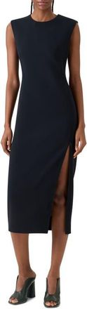 Akris Sleeveless Zip Slit Wool Blend Sheath Dress in Black at Nordstrom, Size 12