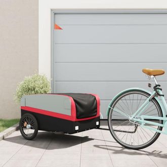 vidaXL Vidaxl - Remolque Para Bicicleta Hierro Negro Y Rojo 45 Kg