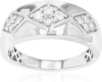 Vir Jewels 1/3 cttw 12 Stones Round Cut Lab Grown Diamond Engagement Ring.925 Sterling Silver Prong Set