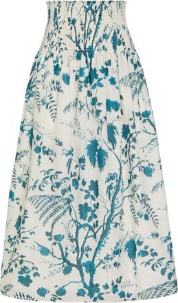 Erdem Floral-print Cotton and Linen-blend Midi Skirt - Blue - 14 (UK14 / L)