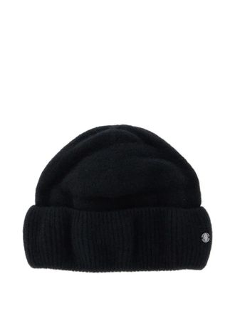 Helen Kaminski ribbed logo-plaque beanie - women - Cashmere - One Size - Black