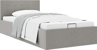 vidaXL Cama Hidr&aacute;ulica Almacenaje Sin Colch&oacute;n Gris Claro 90x200 Cm Vidaxl