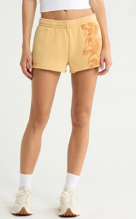 PacSun Hawaii Floral Mini Shorts in Caramel Yellow at Nordstrom, Size Xx-Small