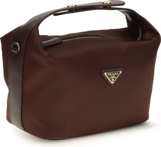 Prada Nylon Top Handle Bag - Burgundy