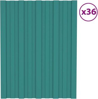 vidaXL Paneles De Techo 36 Pcs 60x45 Cm De Acero Galvanizado Verde