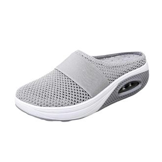 Generic Womens Air Cushion Slip-On Hiking Shoes Diabetic-Friendly Backless Trainers Washable Sliding Orthopedic Sliding Shoes Slip-On Walking Breathable Mesh 