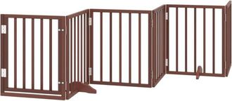 vidaXL Puerta Para Perros Plegable 6 Paneles Madera &Aacute;lamo Marr&oacute;n 300cm Vidaxl