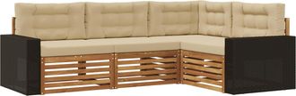 vidaXL Conjunto De Sof&aacute;s De Exterior 4 Uds. Natural Y Beige Poli&eacute;ster Vidaxl