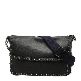 Valentino Black Purple Leather Shoulder Bag (Pre-Owned)