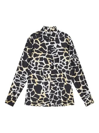 Maliparmi Button-down blouse met girafprint - Zwart