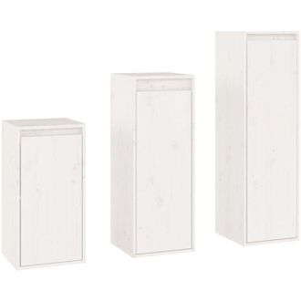 vidaXL Muebles Para Tv 3 Piezas Madera Maciza De Pino Blanco Vidaxl