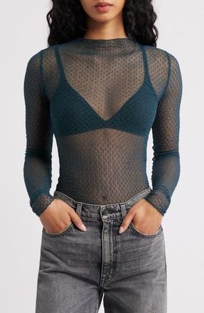 Free People Minding My Business Sheer Top in Seamoss at Nordstrom Rack, Size X-Small