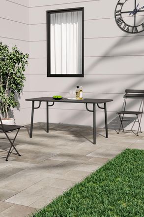 Living and Home Outdoor Garden Metal Dining Table in Black