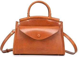 OLD TREND Laurel Genuine Leather Vintage Structured Satchel in Caramel at Nordstrom