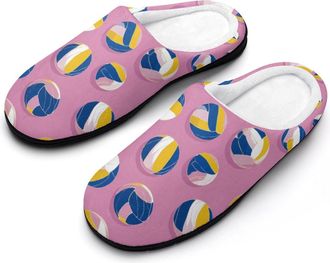 Generic Volleyball Pattern Funny Mens Cotton Slippers Soft Non-Slip Rubber Sole House Slipper Indoor Outdoor