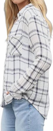 Dylan Long Sleeve Taylor Plaid Shirt In White