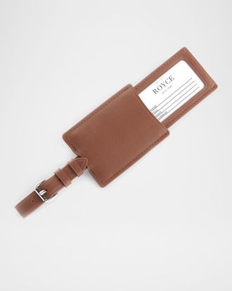 Royce Leather Monogrammed Leather Retractable Luggage Tag, Personalized