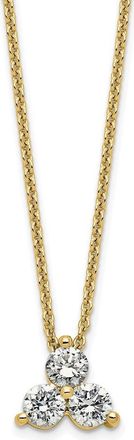 Diamond2Deal 14K Gold 1/2 Ct Lab Grown Diamond Three Stone Necklace 18 Clarity VS, Color D-E