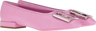 Ferragamo Womens Buckle Leather Ballerina Flats In Pink
