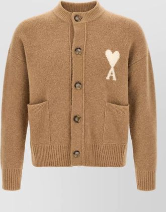 Ami alpaca blend ribbed cardigan