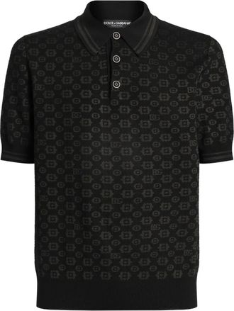 Dolce & Gabbana geometric-pattern polo shirt - men - Virgin Wool/Polyester - 44 - Black