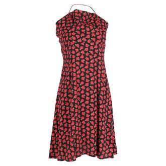 Reformation Floral Dress in Red and Black Viscose