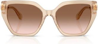Swarovski 56mm Gradient Irregular Sunglasses in Milky Beige /Gradient Borwn at Nordstrom