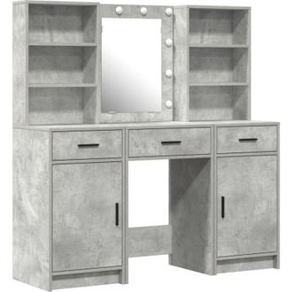 vidaXL Conjunto De Mesa De Vestidor Con Led 3 Pcs Gris Concreto Vidaxl